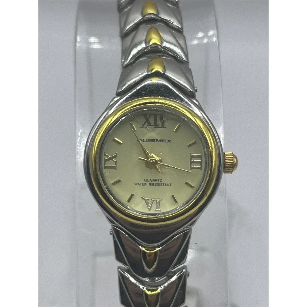 Quemax‎ Women's Quartz Watch Two Tone Band- New Battery